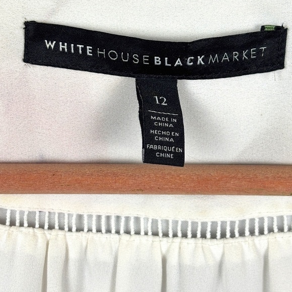 White House Black Market Women Long Split Sleeve Blouse Sz 12 Romantic Date - Picture 8 of 13